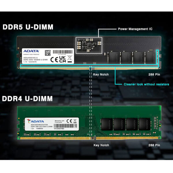 Adata AD5U480016G S DDR5 16GB 4800MHz CL40 Single Desktop Ram 7